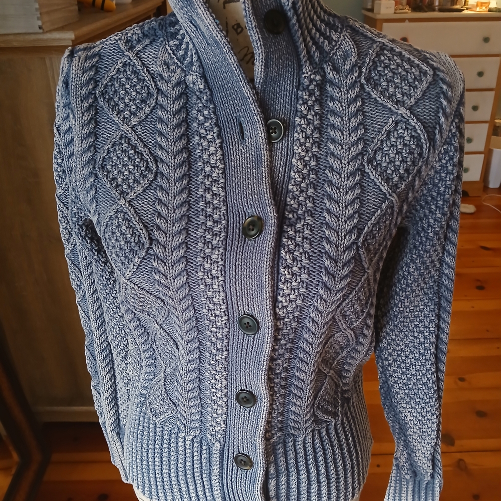 Elegant Blue Cable Knit Cardigan